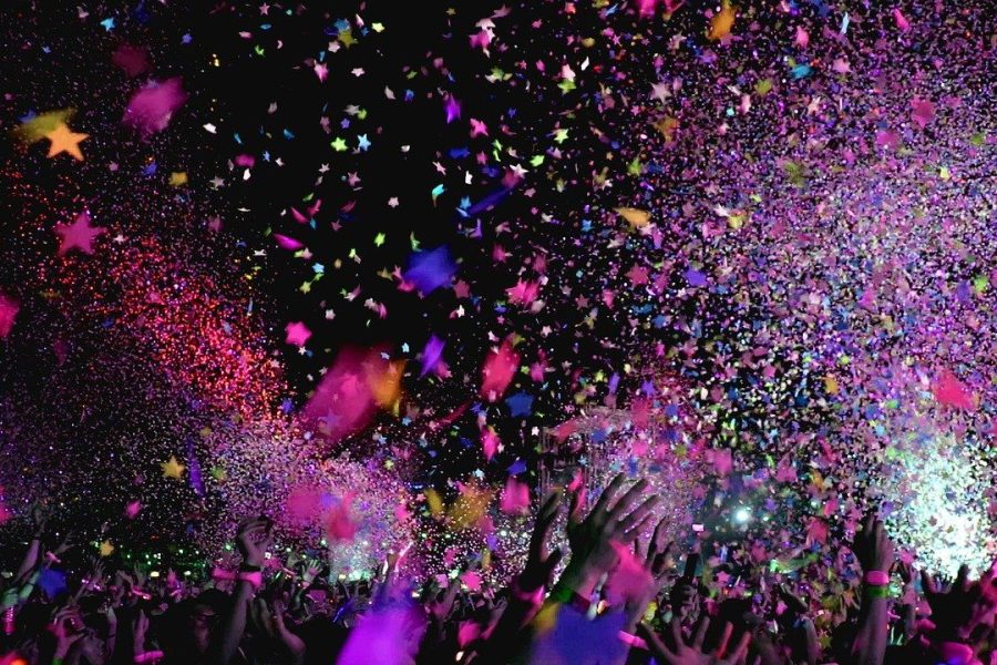 concert, confetti, party